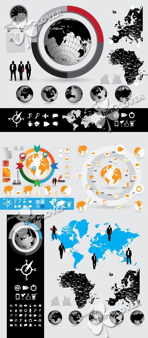 Set elements of infographics with world map 0357