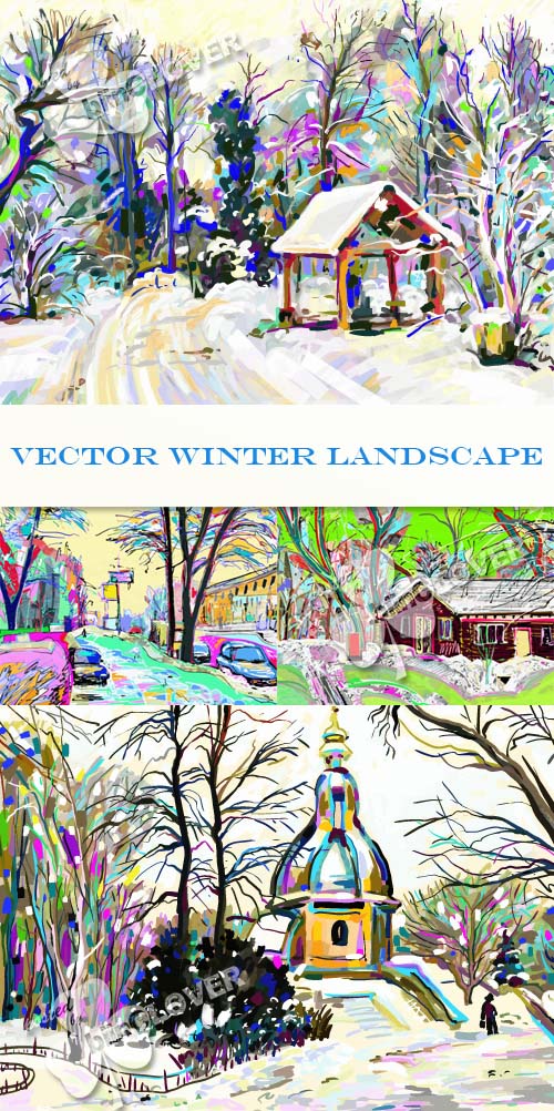 Vector winter landscape 0367