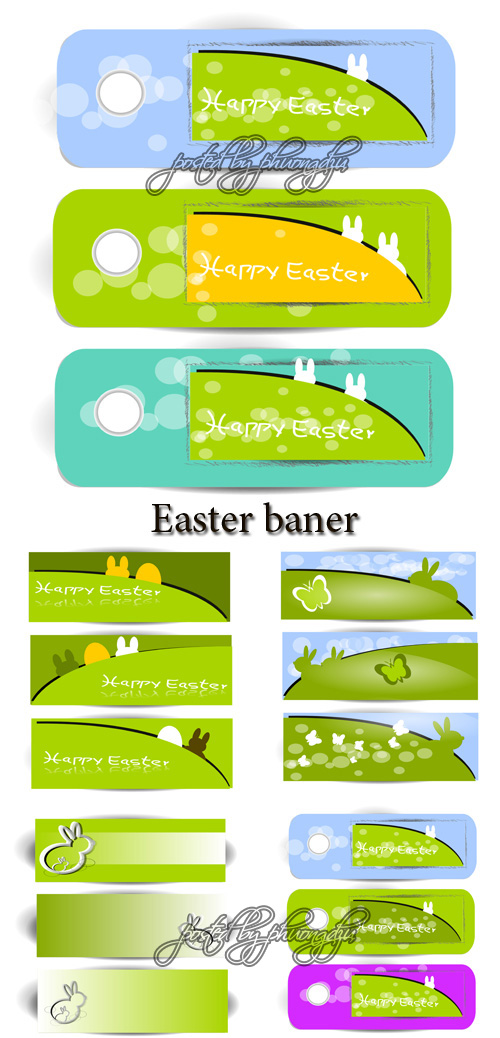 Vector - Easter baner  set 8