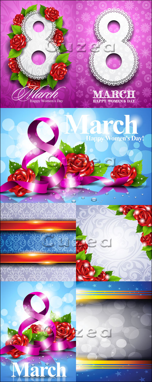   8 ,  2 / Women's Day on March 8 in violet color - vector stock