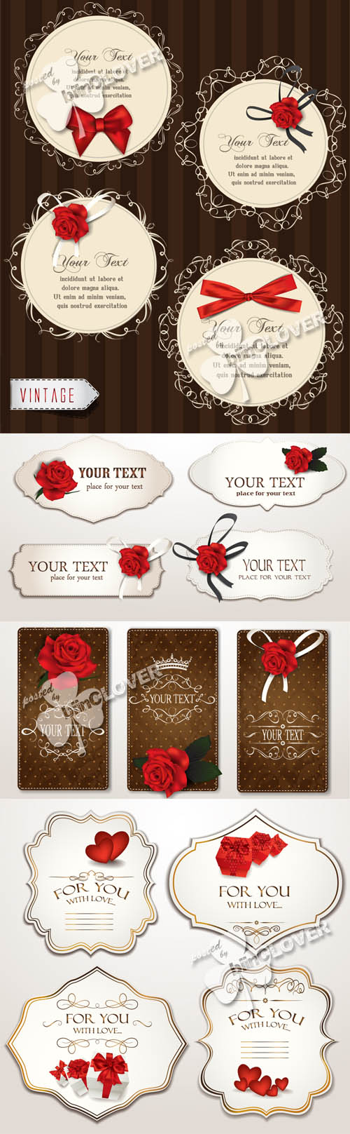 Elegant cards with bows and ribbons 0381
