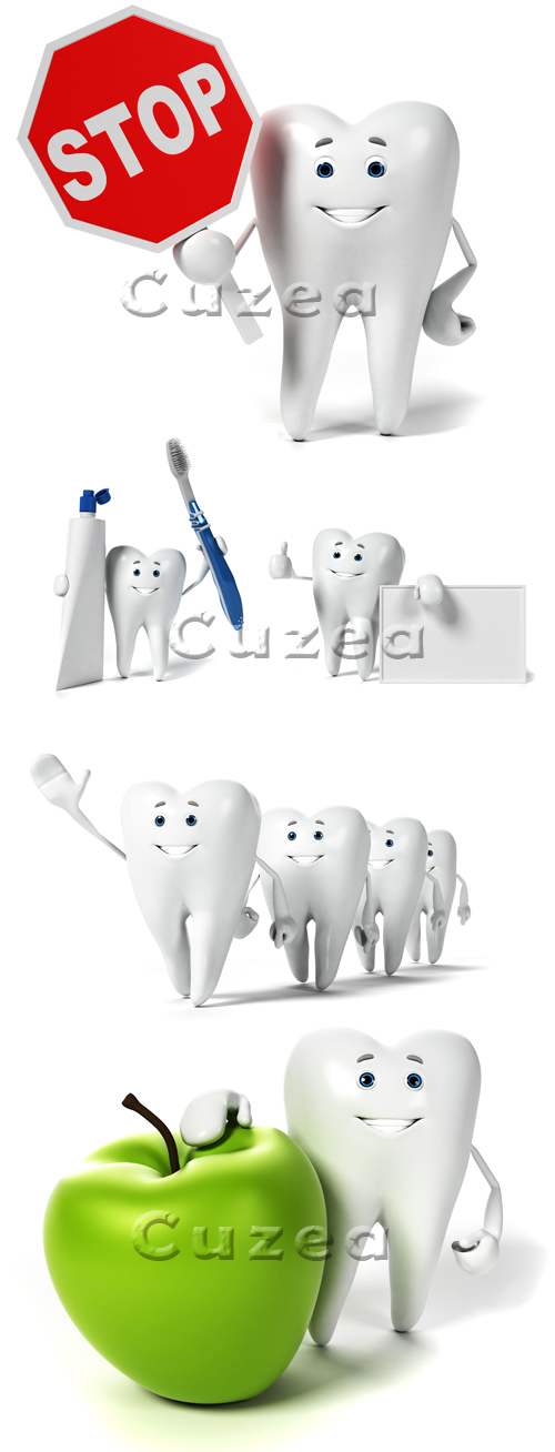 Stock photo -      3/ 3d rendered illustration of a tooth character