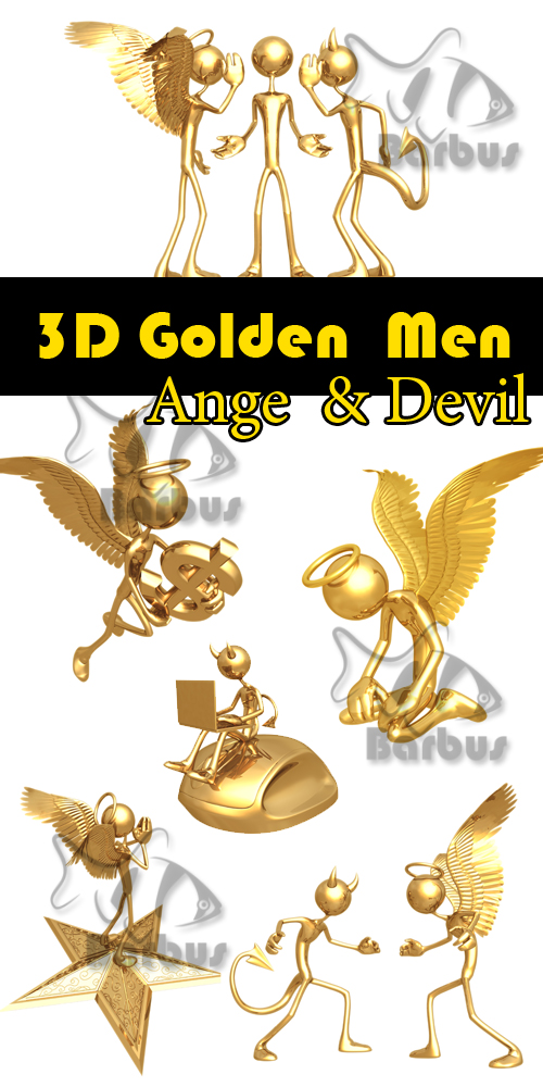 3D gold men - Angel and Devil /   3D -   