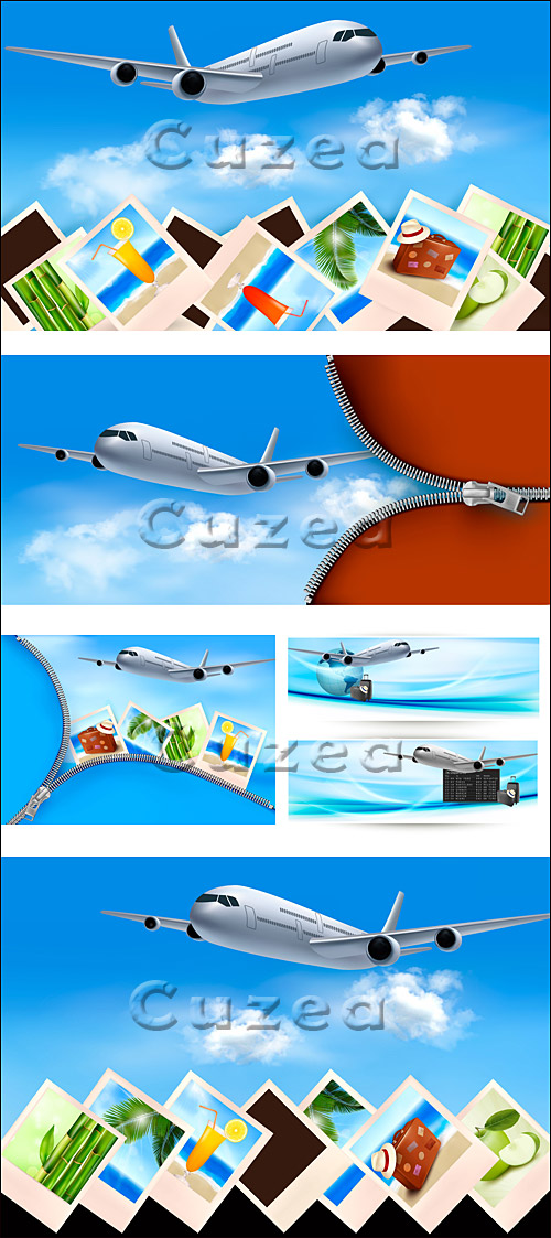   / Travel with airplane - vector stock