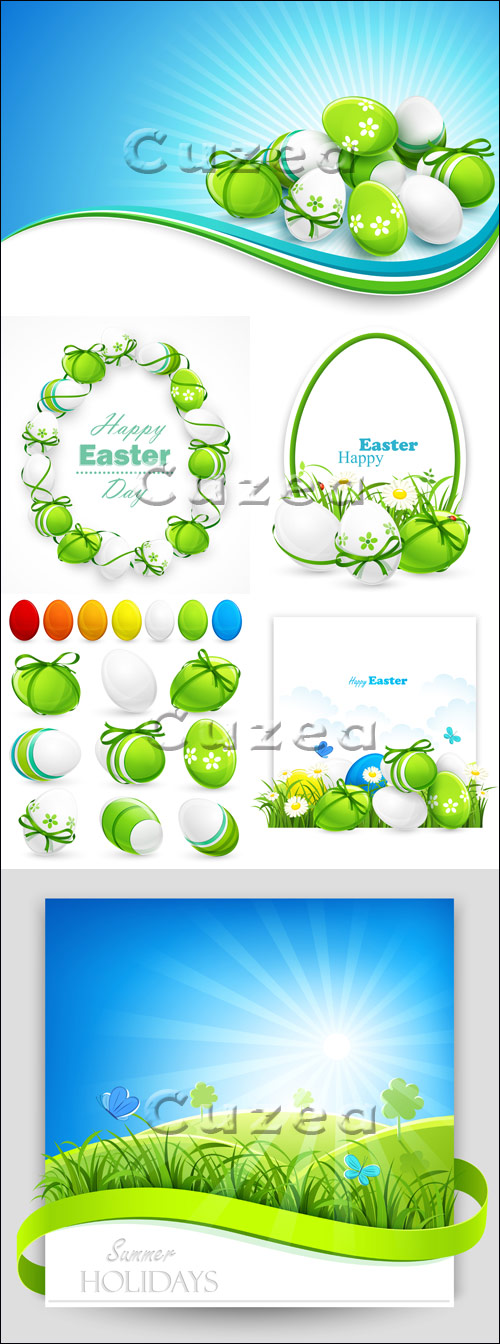    / Easter banners and eggs in vector