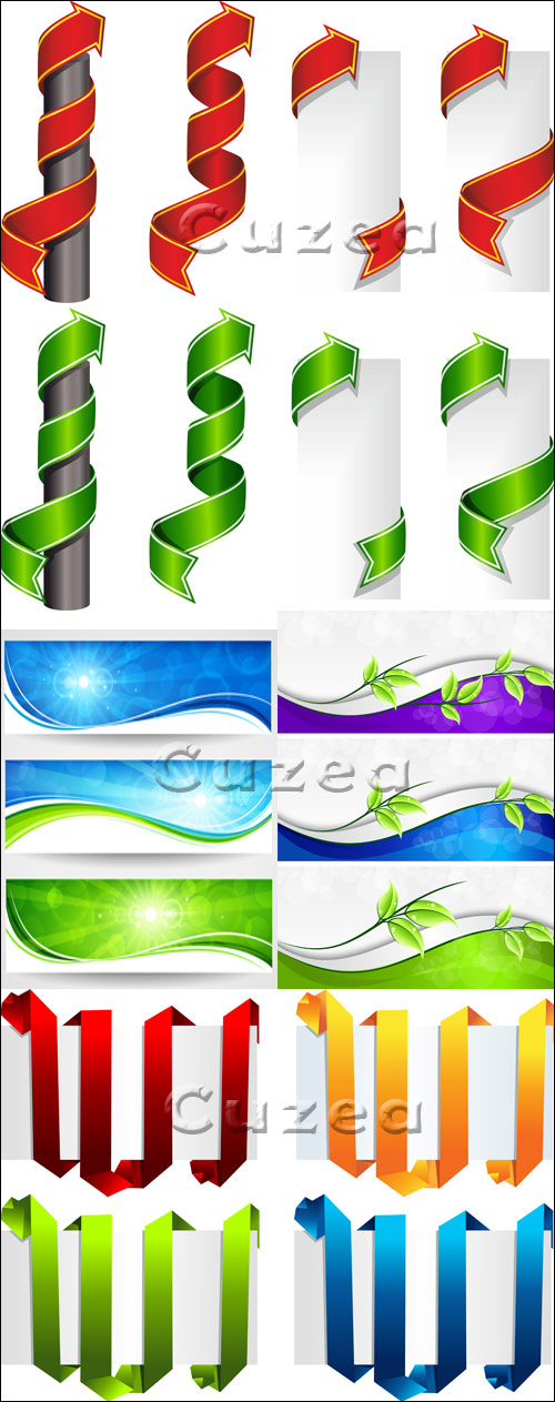    / Spring banners with ribbons in vector