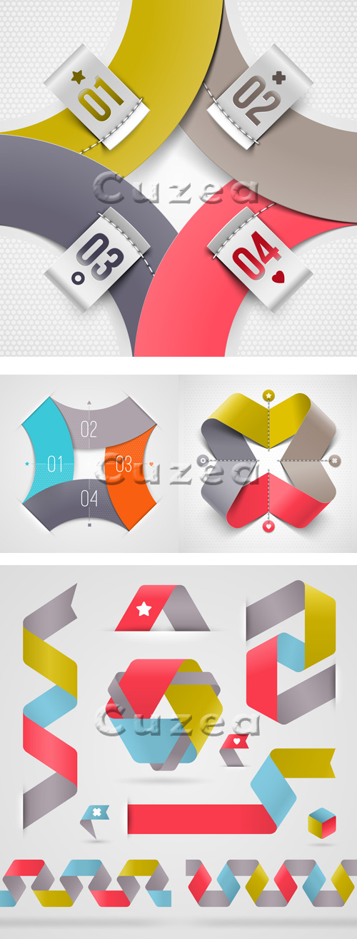  / Abstract infographic paper elements with numbered labels in vector