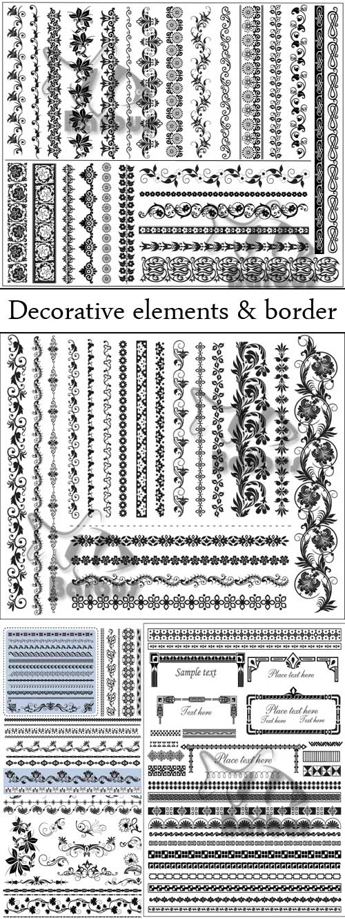 Set of decorative elements and border /      - Vector