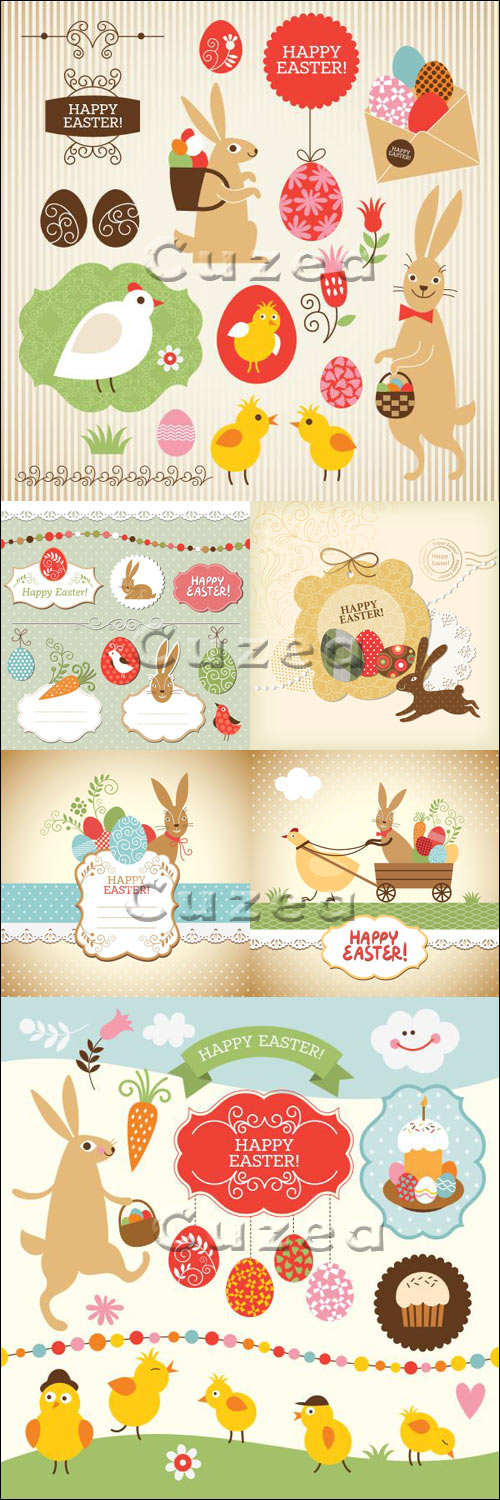      / Easter collection, design elements in vector