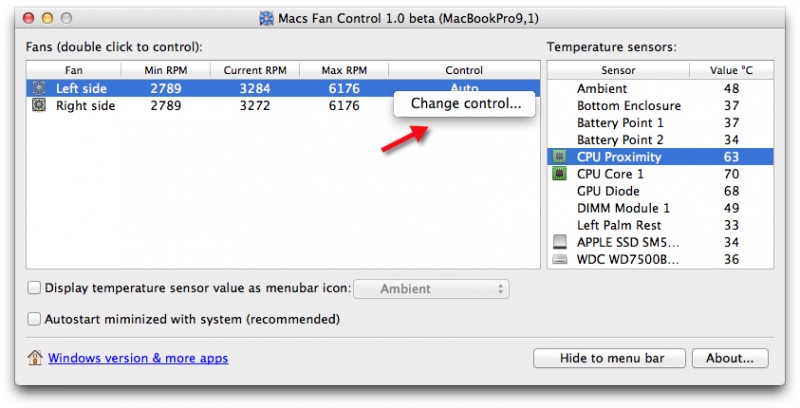 Macs Fan Control - контроль системы охлаждения Mac