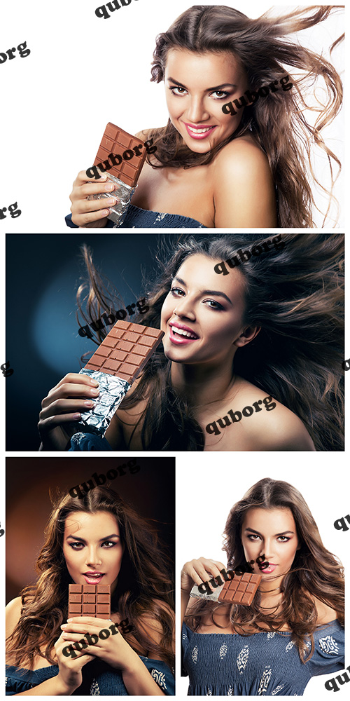 Stock Photos - Beautiful Woman and Chocolate